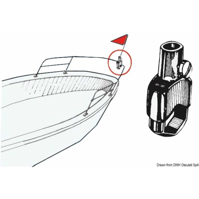 Supporto asta bandiera per il montaggio su pulpiti o corrimano